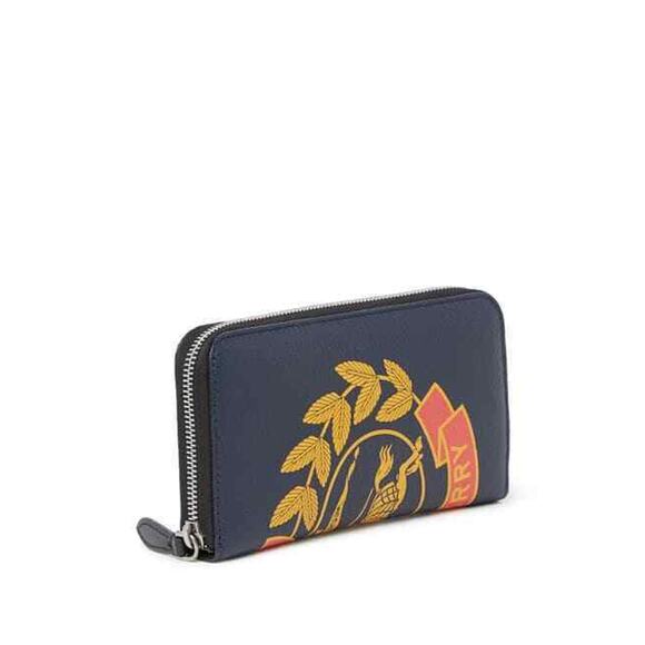 NWT BURBERRY 8005979 STORM BLUE LEATHER CREST LOGO ZIP CONTINENTAL WALLET $640 - Picture 6 of 12